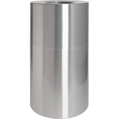 Genuine Joe Classic Cylinder 2-Piece Waste Receptacle, Silver, 35 gal, GJO58893