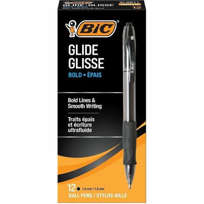 BIC Velocity Glide Bold Ball Pen, 1 Dozen, BICVLGB11BK