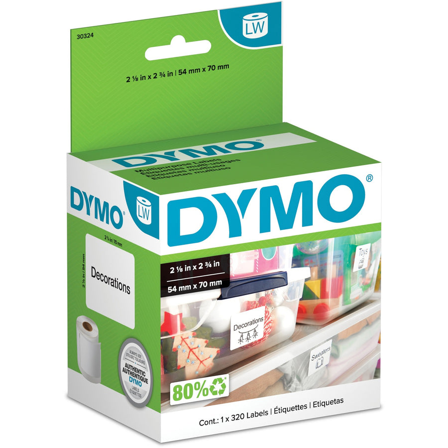 Dymo LabelWriter Multipurpose Label, White, 320 / Roll, DYM30324