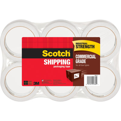 3M Scotch Commercial-Grade Shipping/Packaging Tape, Clear, 1 Pack, MMM3750-6