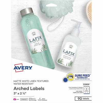 Avery Arched Labels - Sure Feed - Print-to-the-Edge, Matte White, 90 / Pack — view 1