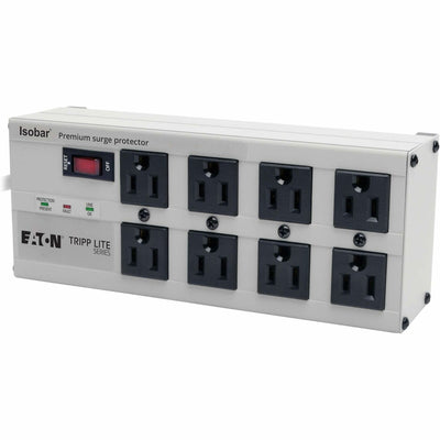 Tripp Lite series 8-outlet Premium Surge Suppressor, Isobar, 9" x 2.5", Light Gray, Metal, Auto Shut-off, TRPISOBAR8ULTRA