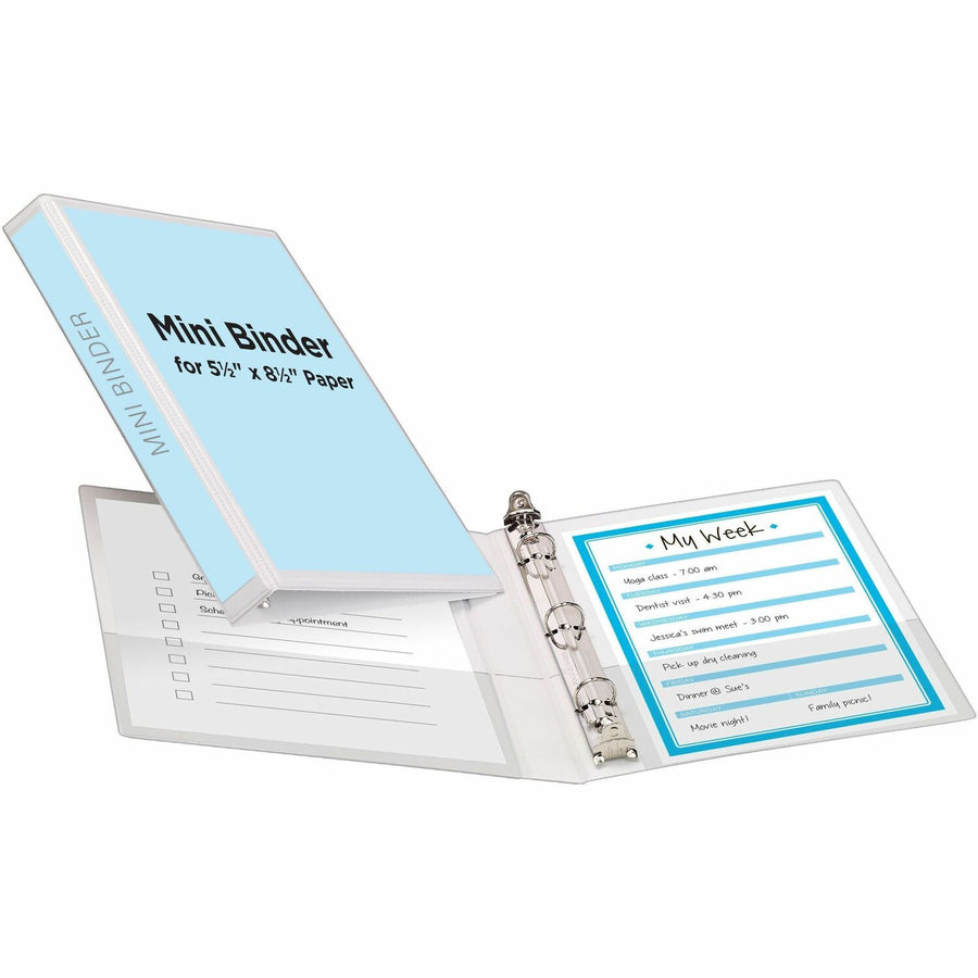 Avery Mini Durable View 3 Ring Binder, 0.5" Round Rings, White, 5 1/2" Width x 8 1/2" Length, 12EA/CT — view 1