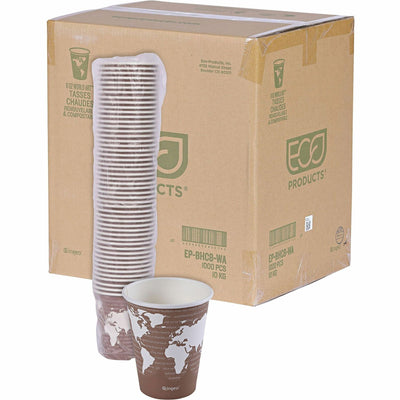 Eco-Products 8 oz World Art Hot Beverage Cups, Multi, 20 / Carton, ECOEPBHC8WA