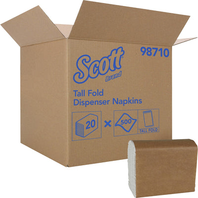 Kimberly-Clark Scott Tall-Fold Paper Napkins, White, 20 / Carton, KCC98710