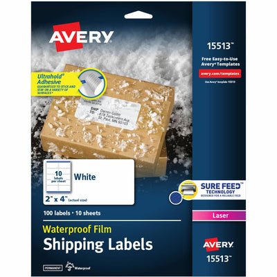 Avery 2" x 4" Labels, Ultrahold, 100 Labels ), White, 1 Carton — view 1