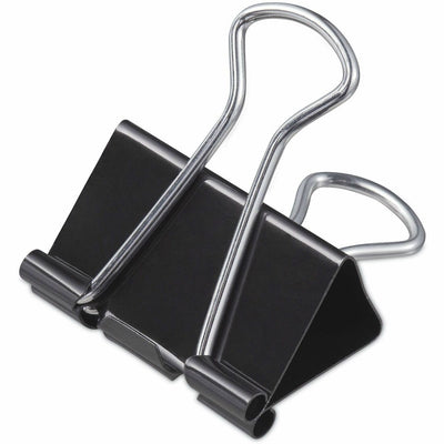 Universal Binder Clips with Storage Tub, Medium, Black/Silver, 24/Pack, UNV11124
