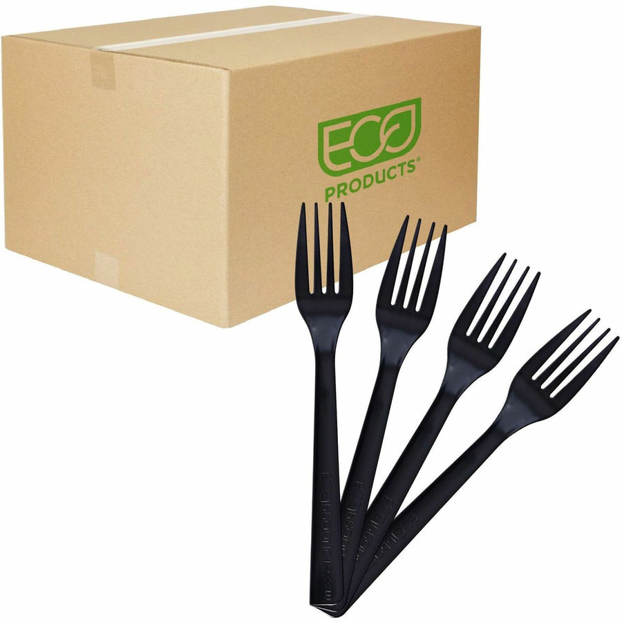 Eco-Products 6" Recycled Polystyrene Forks, Black, 20 / Carton, ECOEPS112