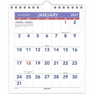 ACCO At-A-Glance Wall Calendar, White, 6 1/2", AAGPM528