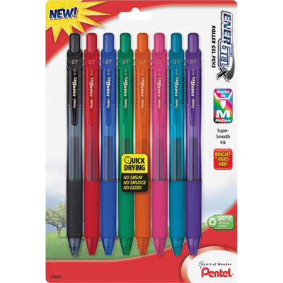 Pentel EnerGel EnerGel-X Retractable Gel Pens, 8 / Pack, PENBL107CRBP8M