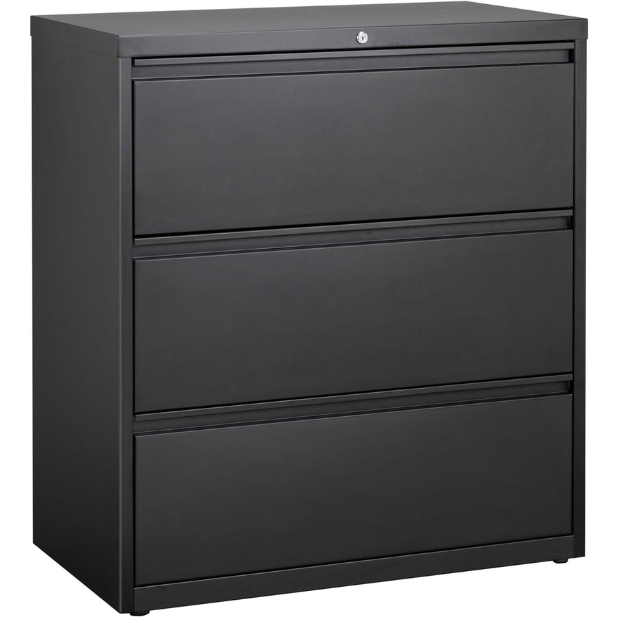 Lorell Fortress Series Lateral File, 36" x 40.3", Black, Steel, Leveling Glide, LLR88028
