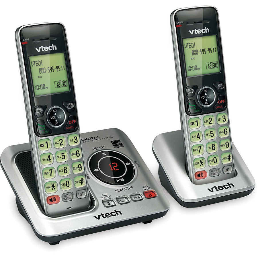 VTech 2 Handset Answering System with Caller ID/Call Waiting, 6.7" x 6.9", Multiple Ring Tones, VTECS6629-2