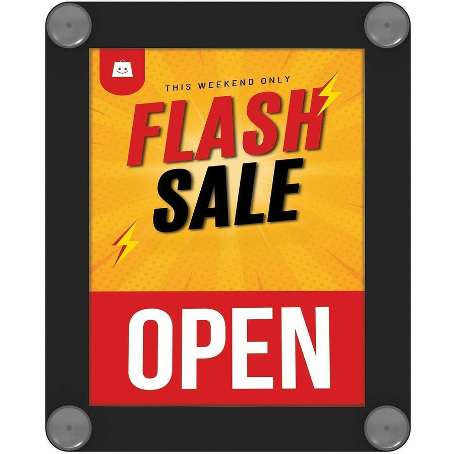 Deflecto Window Display, 8.5" x 11", Black, Suction Cup, DEF899102