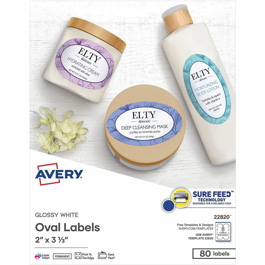 Avery Easy Peel Oval Labels, White, 80 / Pack — view 1