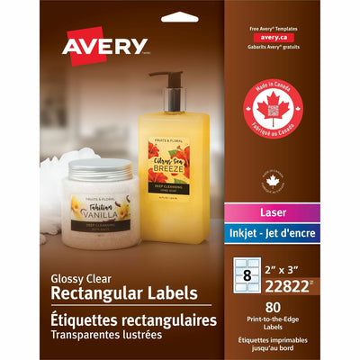 Avery Glossy Clear Rectangle Labels2" x 3", Crystal Clear, 80 / Pack — view 1