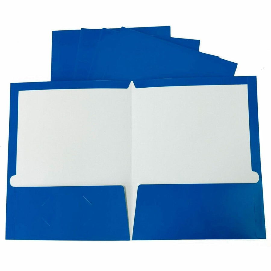 Business Source Letter Pocket Folder, Blue, 8 1/2" Width x 11" Length, 1 Box — view 1