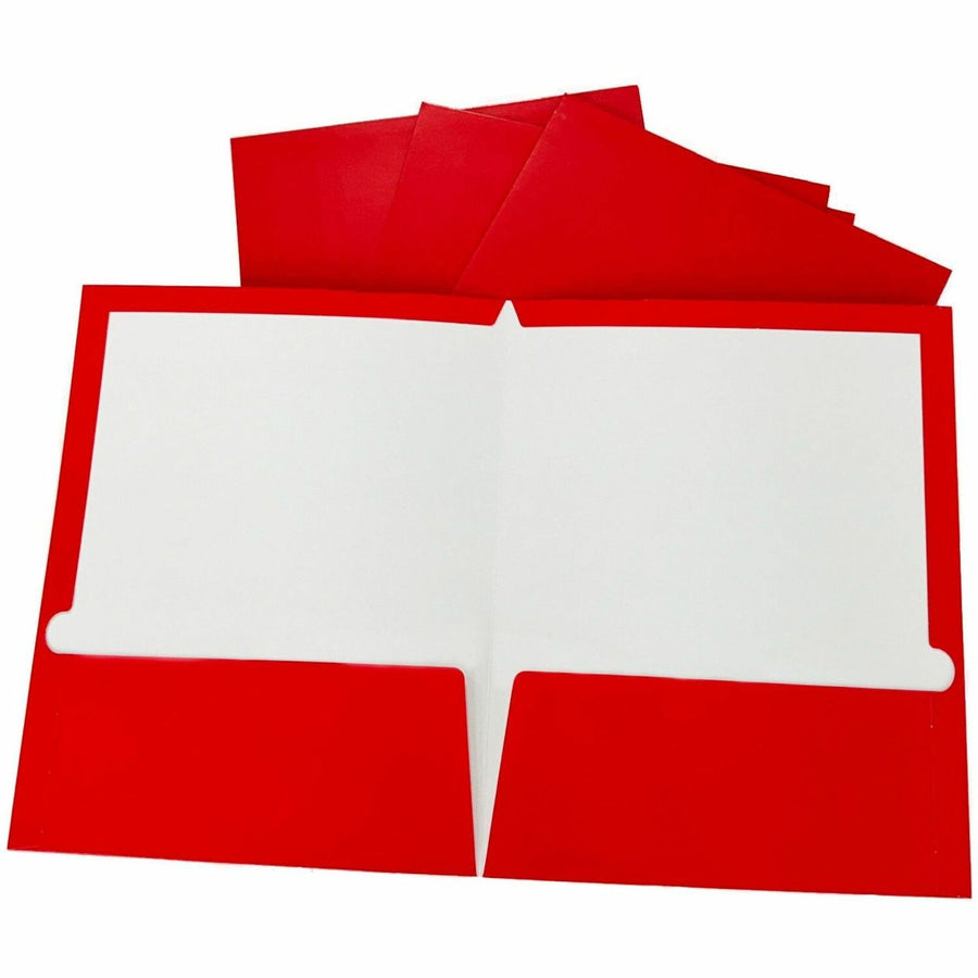 Business Source Letter Pocket Folder, Red, 8 1/2" Width x 11" Length, 1 Box — view 1