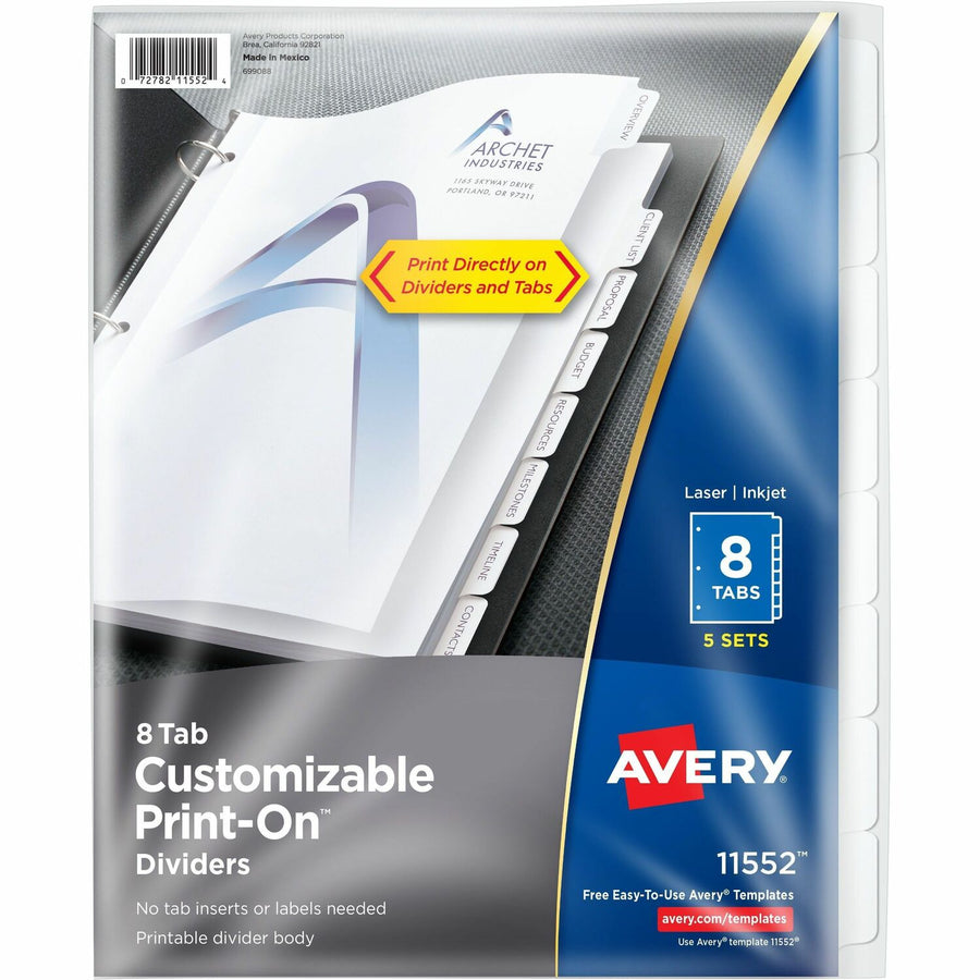 Avery Customizable Print-On Dividers, White, 1 Pack — view 1