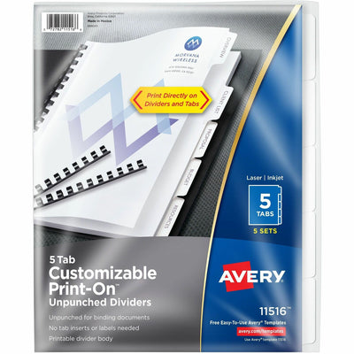 Avery Unpunched Print-On Dividers, White, 1 Box — view 1