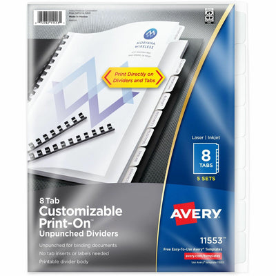 Avery Unpunched Print-On Dividers, White, 1 Box — view 1