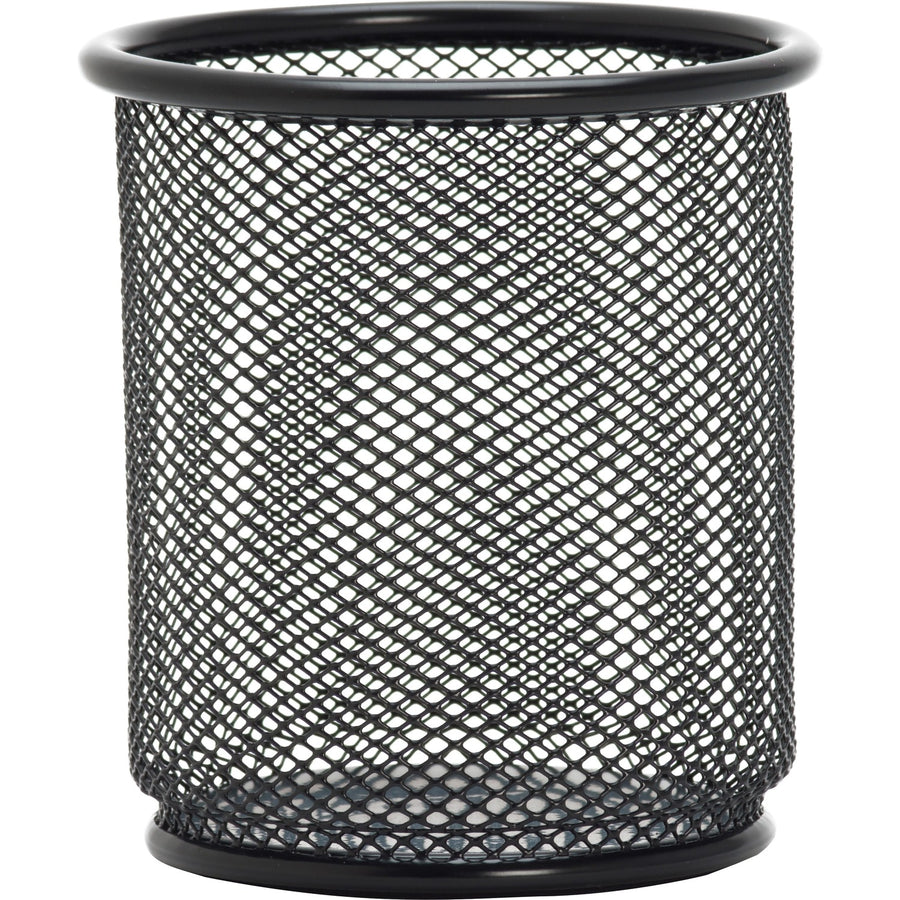Lorell Mesh Wire Pencil Cup Holder, Black Mesh/Wire, 3.9" x 3.5", Steel, LLR84149