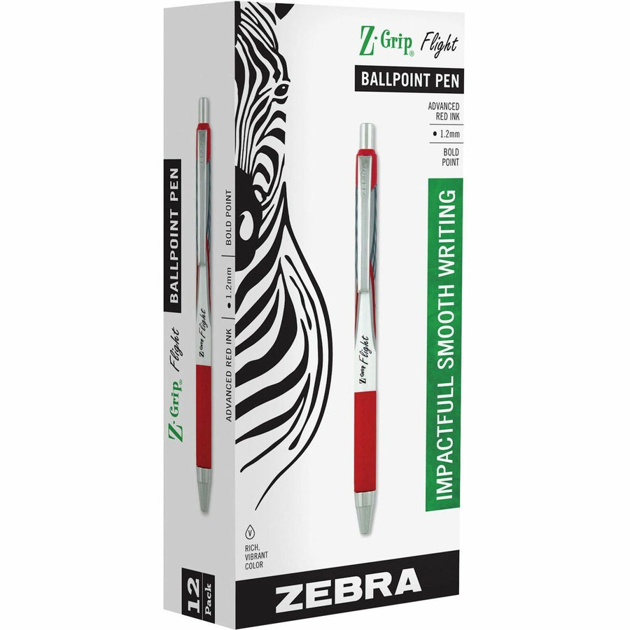 Zebra Pen Z-Grip Flight Retractable Pens, Red, 1 Dozen, ZEB21930