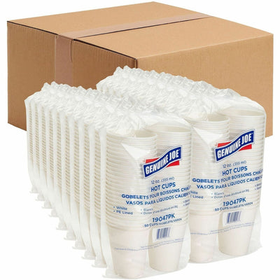 Genuine Joe 12 oz Disposable Hot Cups, White, 4 / Carton, GJO19047CT