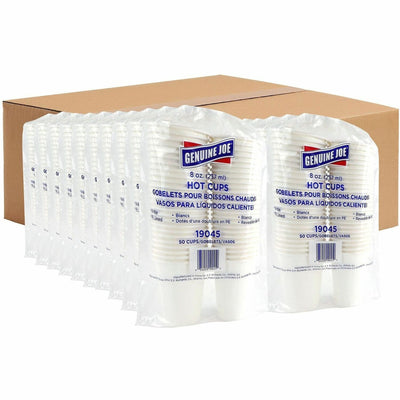 Genuine Joe 8 oz Disposable Hot Cups, White, 4 / Carton, GJO19045CT