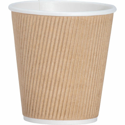 Genuine Joe 10 oz Rippled Hot Cups, Brown, 25 / Pack, GJO11256