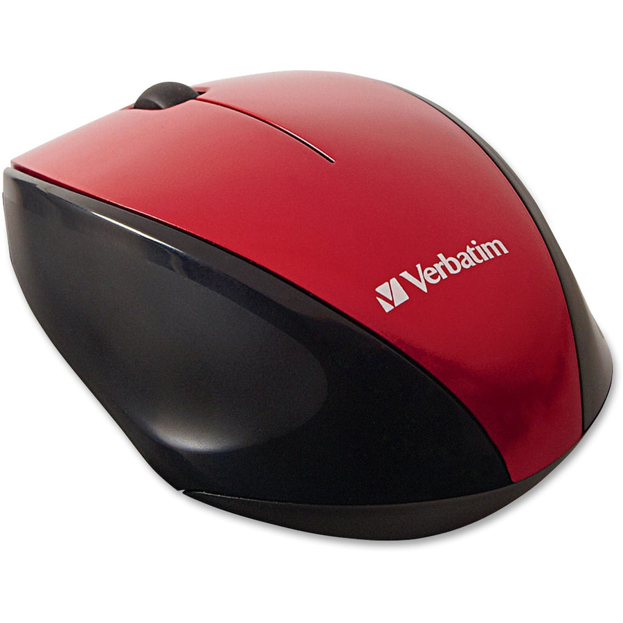 Verbatim Wireless Multi-trac LED Optical Mouse, 3.9" x 1.5", Red, VER97995