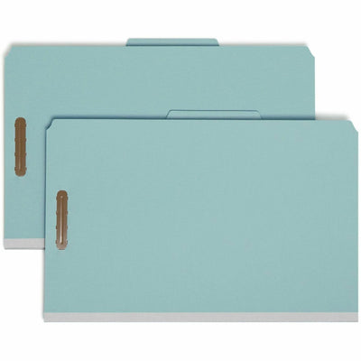 Smead 2/5 Tab Cut Legal Recycled Classification Folder, Blue, 8 1/2" Width x 14" Length, 10 / Box — view 1