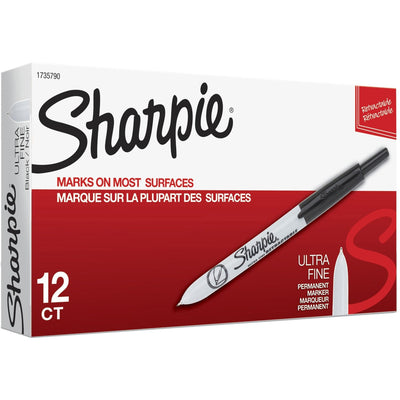 Newell Sharpie Retractable Ultra Fine Point Permanent Marker, 1 Dozen, SAN1735790
