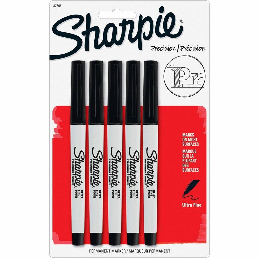 Sharpie Ultra Fine Point Permanent Marker, Black, Non-toxic, 5 / Pack, SAN37665PP