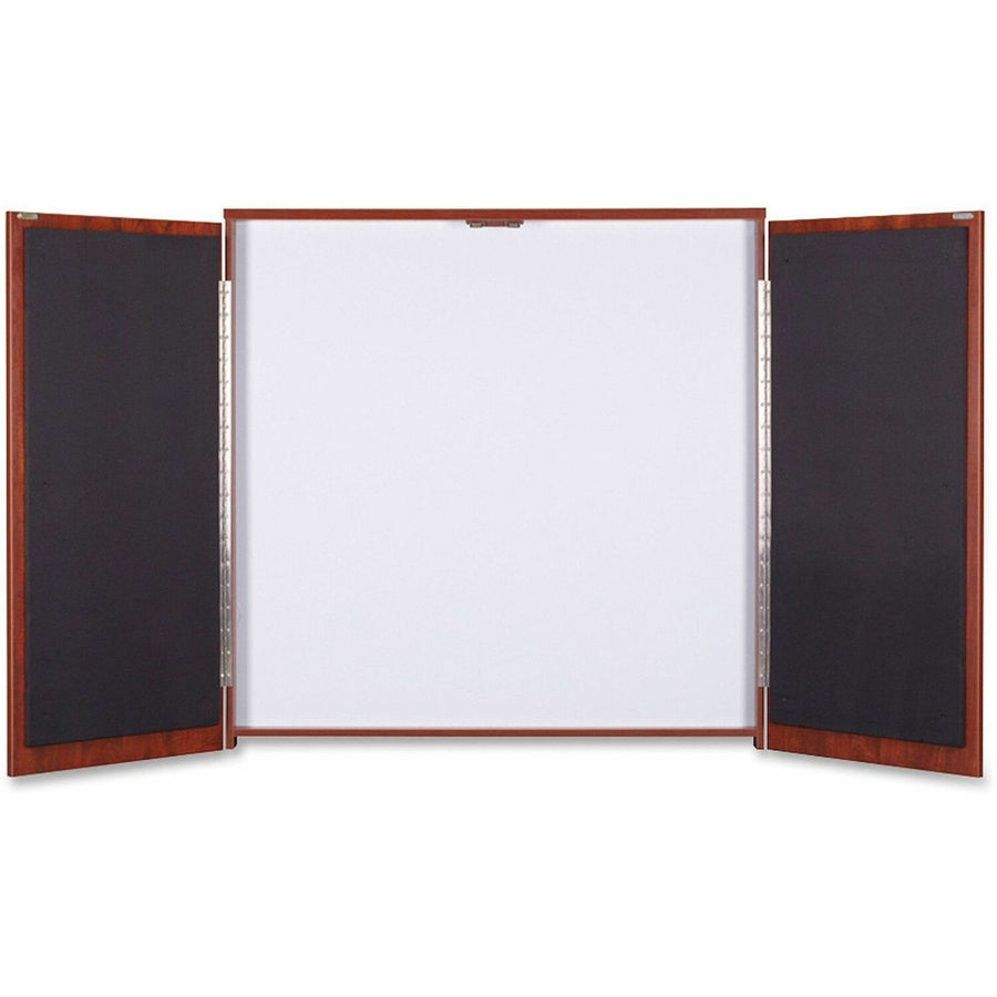 Lorell Dry-erase Whiteboard Presentation Cabinet, 47.3" x 47.3", Hinged Door, LLR69866