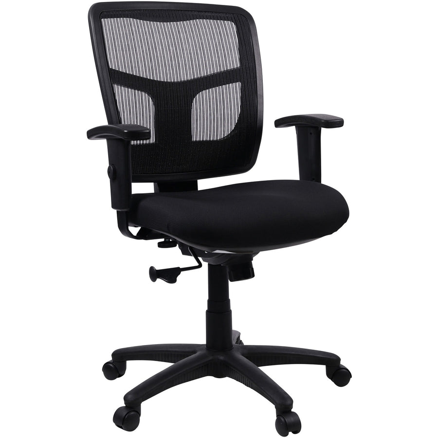 Lorell Ergomesh Managerial Mesh Mid-back Chair, 25.2" x 40.5", Black, Upholstered Back, LLR86209