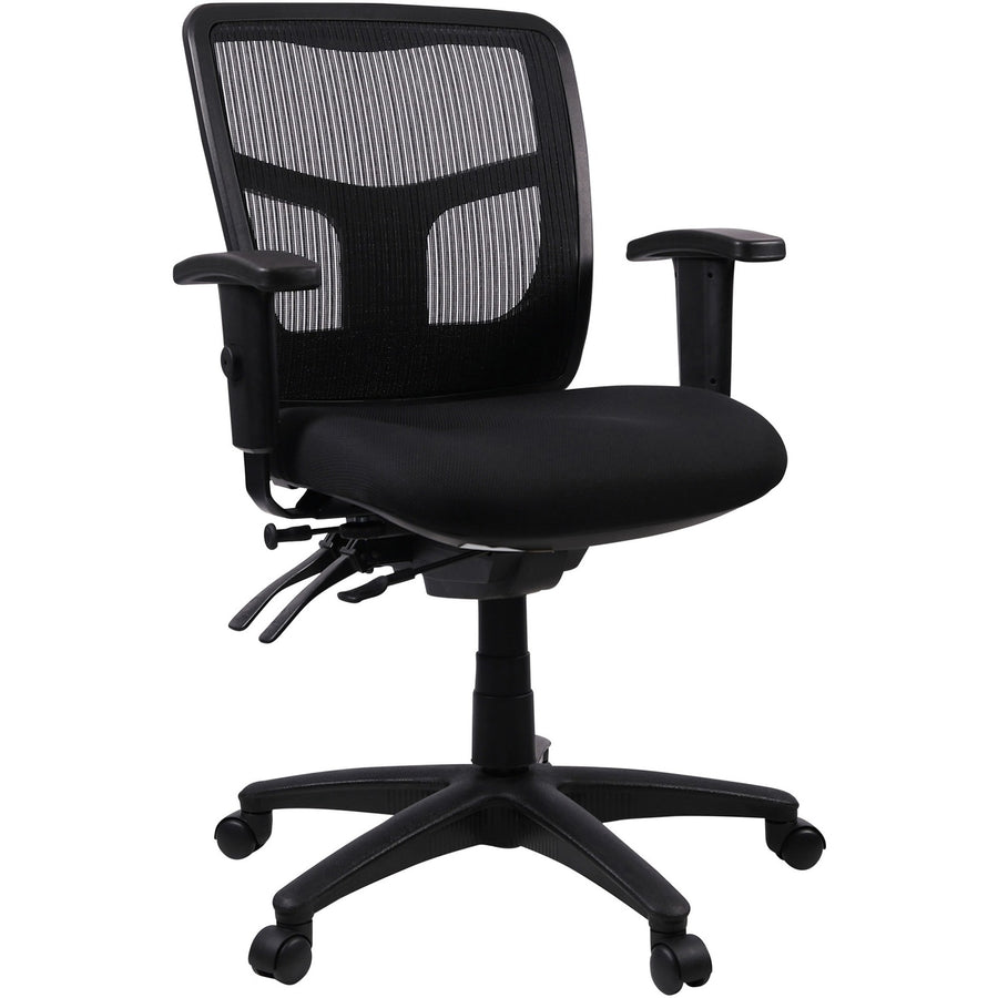 Lorell Ergomesh Swivel Mesh Mid-back Office Chair, 25" x 40.5", Black, Reinforced, LLR86802