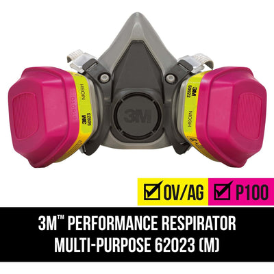 3M Tekk Protection Multipurpose Respirator, Gray, MMM62023HA1C