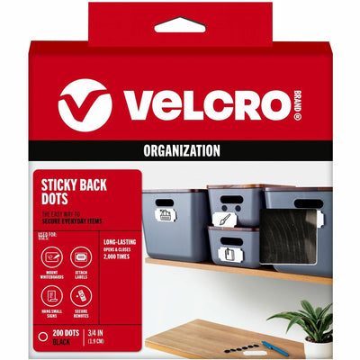VELCRO® Sticky Back 3/4in Circles Black 200 ct, Long Lasting, 200 / Carton, VEK91823