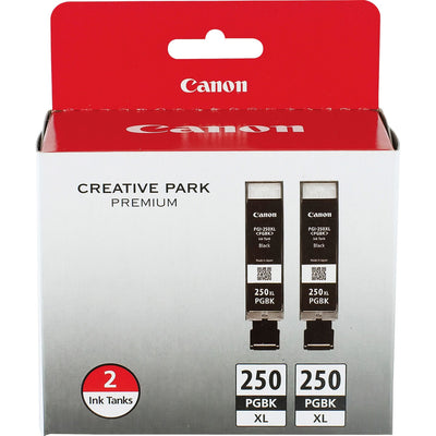 Canon PGI-250 XL Original High Yield Inkjet Ink Cartridge - Twin-pack - Pigment Black - 2 / Pack, CNMPGI250XL-2PK