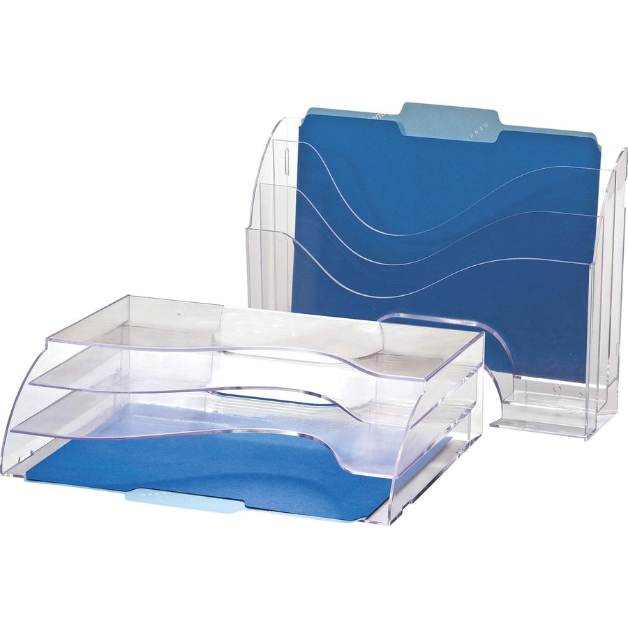 Officemate Clear Wave 2-way Desktop Organizer, 13" x 11.25", Plastic, OIC22904