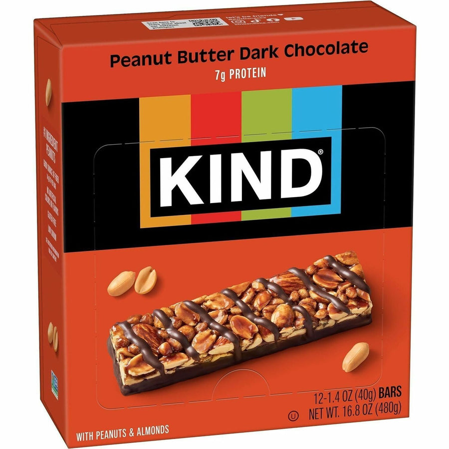 KIND Peanut Butter Dark Chocolate Nut Bars, Low Sodium, 12 / Box, KND17256