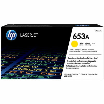 HP 653A (CF322A) Original Standard Yield Laser Toner Cartridge - Single Pack - Yellow -, HEWCF322A