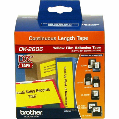 Brother Continuous Length Film Tape, Yellow, 1 Roll, BRTDK2606