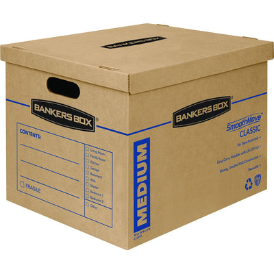 Fellowes Bankers Box SmoothMove Classic Moving Boxes, Medium, Kraft, 8 / Carton, FEL7717201