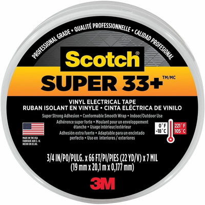 3M Scotch Super 33 Plus Vinyl Electrical Tape, Black, 10 / Carton, MMM6132BA10