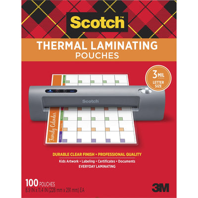 3M Scotch Thermal Laminating Pouches, Clear, 100 / Pack, MMMTP3854100