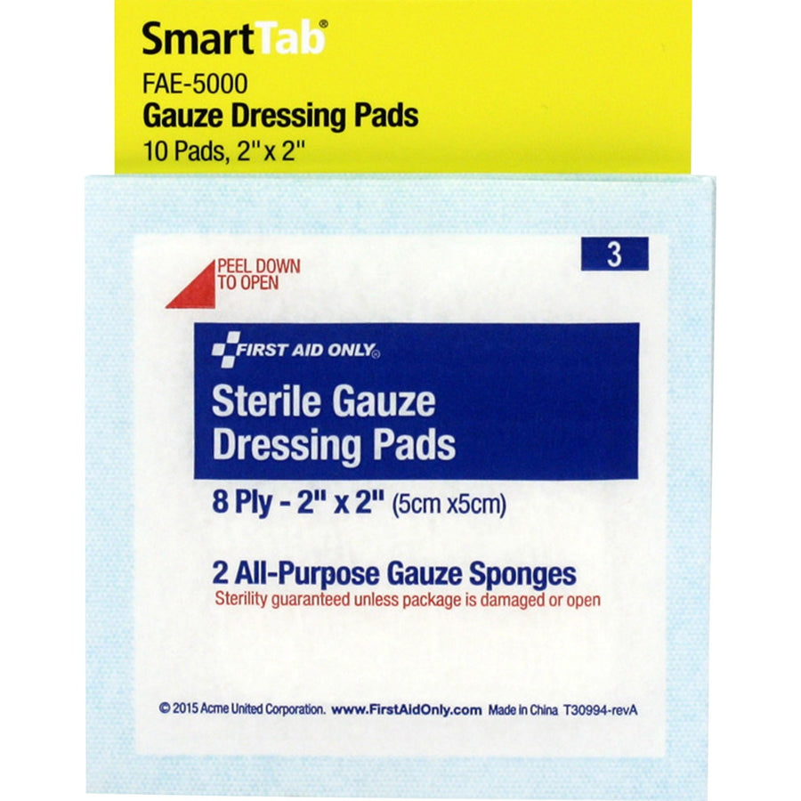 First Aid Only Sterile Gauze Dressing Pads, White, 10 / Pack — view 1