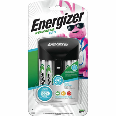 Energizer Recharge Pro AA/AAA Battery Charger, 4.3" x 9.3", Black, LED Indicator, EVECHPROWB4