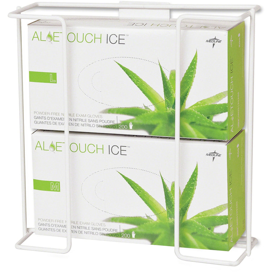 Medline Horizontal-Mount Wire Double Glove Box Holder, White, 2 / Pack — view 1