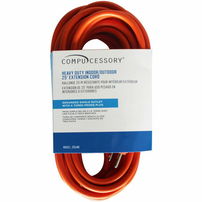 Compucessory Heavy-duty Indoor/Outdoor Extension Cord, Orange, CCS25148